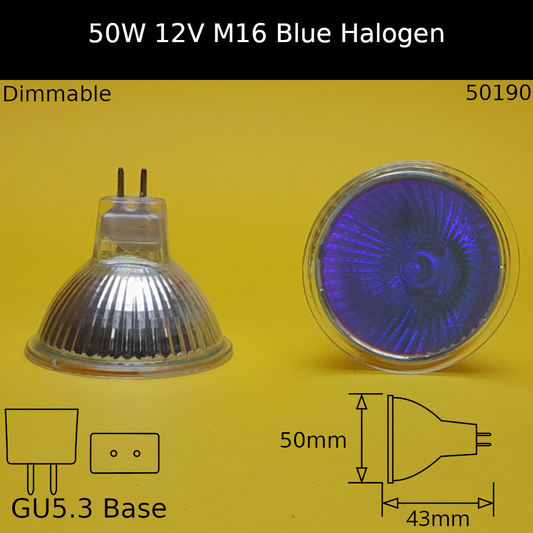 50W 12V MR16 Blue Halogen Reflector