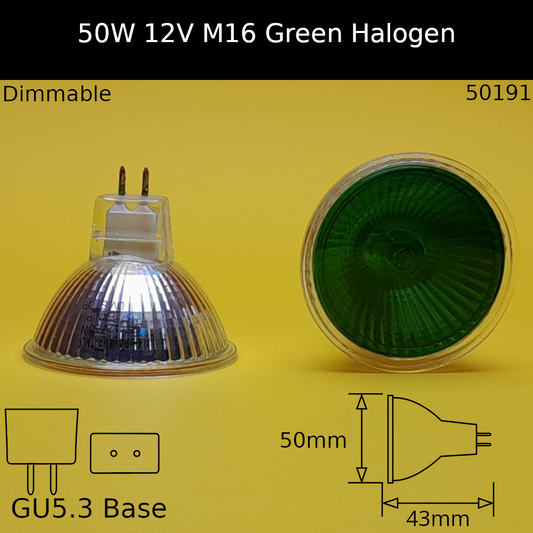 50W 12V MR16 Green Halogen Reflector