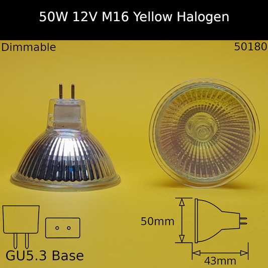 50W 12V MR16 Yellow Halogen Reflector