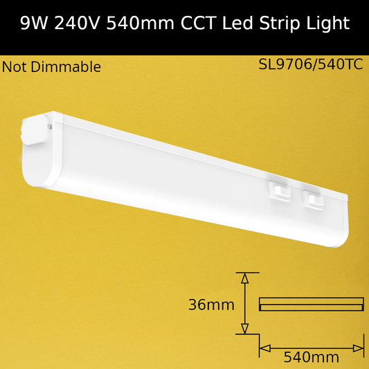 9W 230V 540mm CCT LED Striplight Fitting
