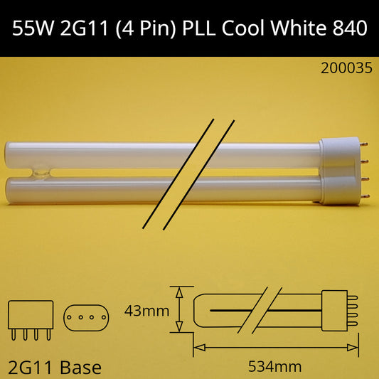 55W 2G11 (4 pin) PLL 4,000K Cool White 840 Compact Fluorescent