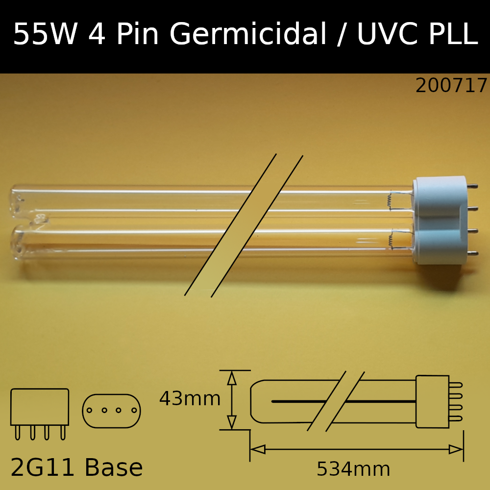 55W 2G11 (4 pin) PLL UVC Germicidal Fluorescent