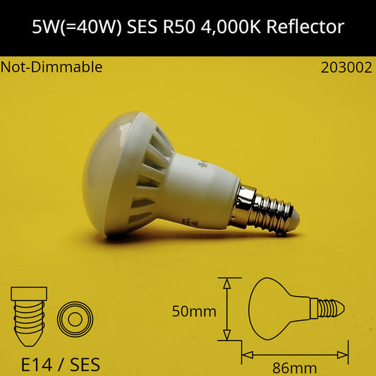 5W SES R50 230V Cool White 4,000K Reflector LED