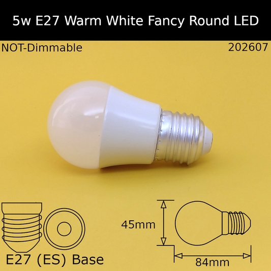 E27 (ES) / 3000K - Warm White / 5W - Non Dimmable