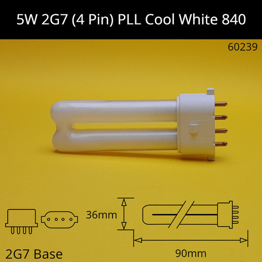 5W 2G7 (4 pin) PLL 4,000K Cool White 840 Compact Fluorescent