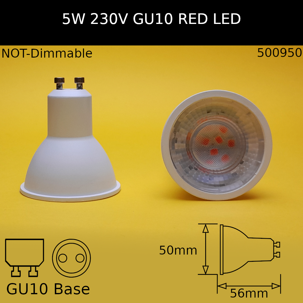 5W 230V GU10 Red LED