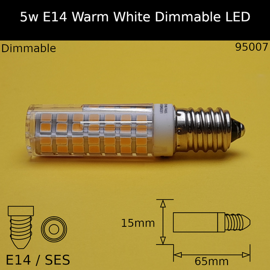 5W E14 230V Dimmable Warm White Tubular LED