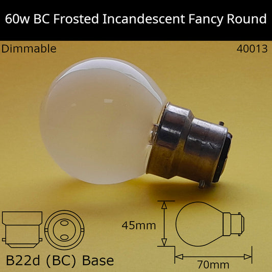 B22D (BC) / 60W - Frosted / Under 100 - No Discount