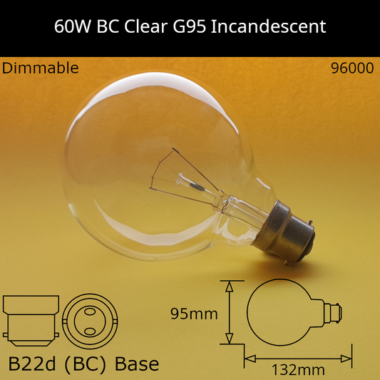 G95 - 95mm / B22d (BC) / 60W - Clear