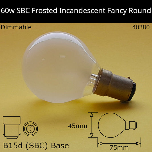 B15D (SBC) / 60W - Frosted / Under 100 - No Discount