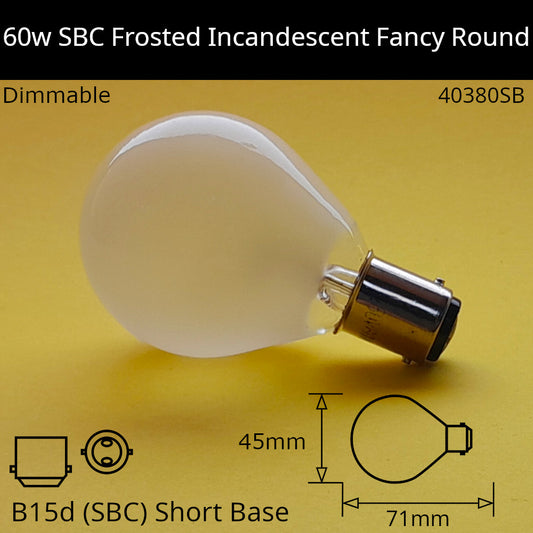 B15D (SBC) Short Base / 60W - Frosted / Under 100 - No Discount