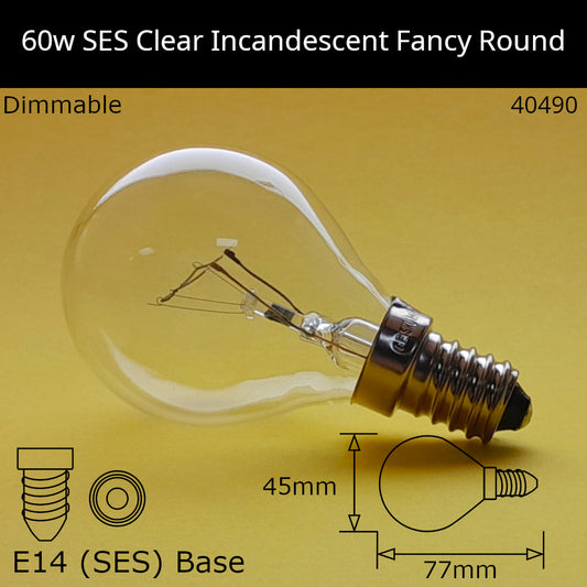 E14 (SES) / 60W - Clear / Under 100 - No Discount