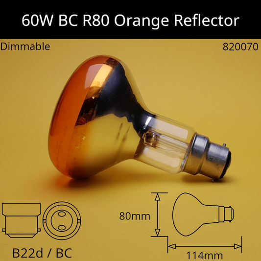 60W 230V BC R80 Orange Incandescent Reflector