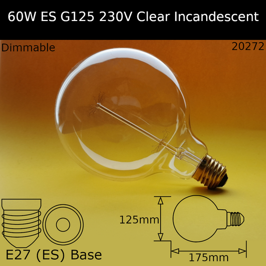 60w ES G125 230V Squirrel Cage Clear Incandescent Dolly Bulb