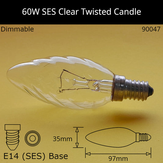E14 (SES) / 60W - Clear Twisted / No Discount