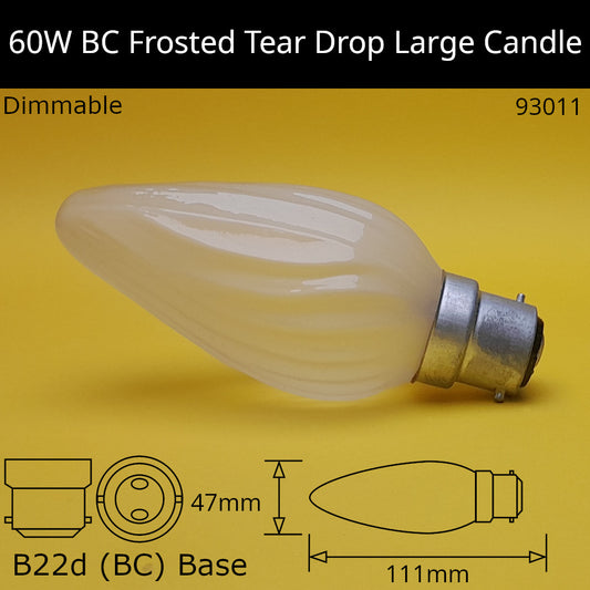 B22D (BC) / Frosted Twisted Tear Drop / 60W