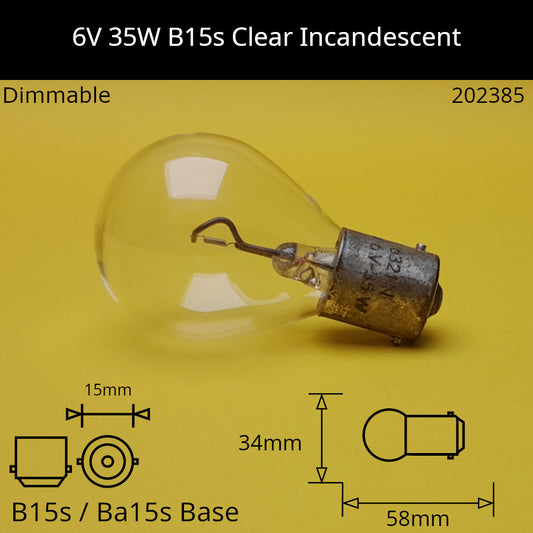 6V 35W B15s / Ba15s (SCC) Automotive / Miniature Incandescent Bulb