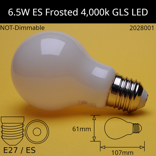 E27 (ES) / 4,000K - Cool White / 6.5W - 806lm - Not Dimmable