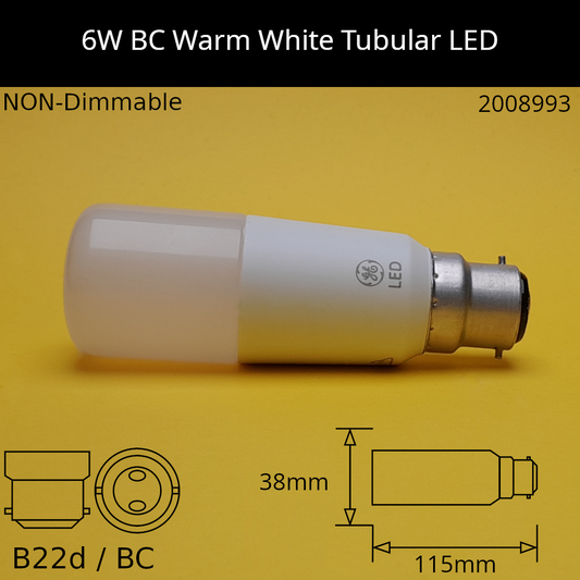 6W BC 230V NON-Dimmable Warm White Tubular LED