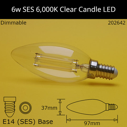 E14 (SES) / 6,000k - Daylight / 6W - Dimmable