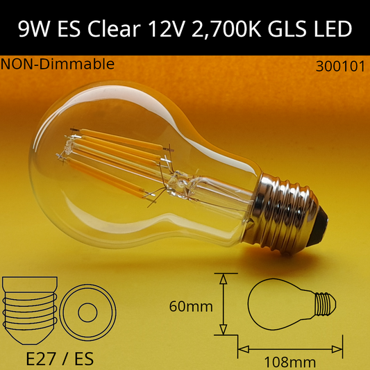 6w ES 12V DC Clear Warm White 2,700K Filament GLS LED