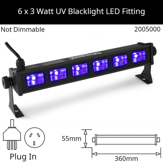 6 x 3 Watt UV Blacklight 360mm LED Fitting