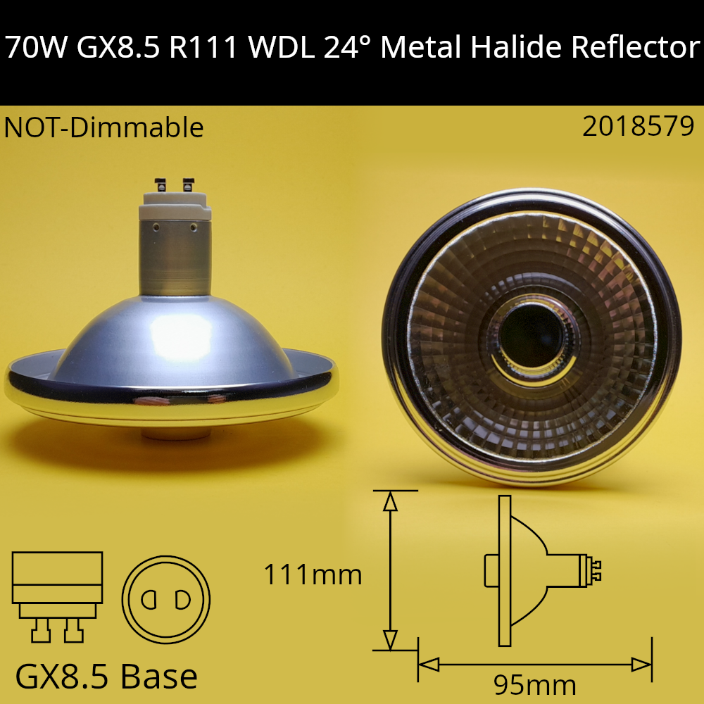 70W GX8.5 R111 24° WDL Warm White 930 Reflector Metal Halide