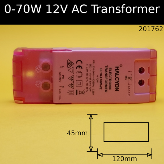 12V AC 0 - 70w Electronic Transformer