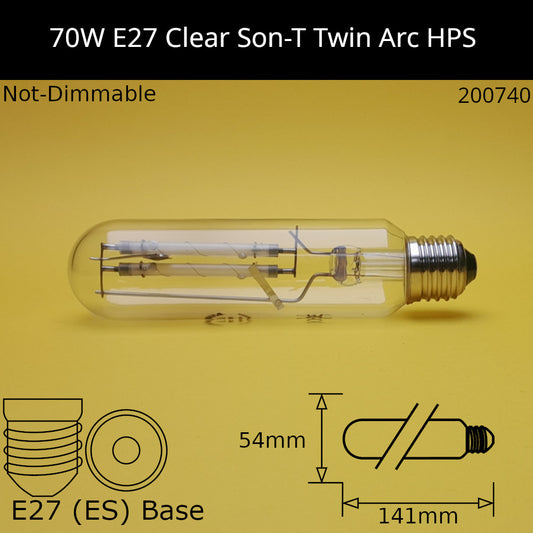 70W ES Tubular HPS Twin Arc High Pressure Sodium (HPS / SON-T)