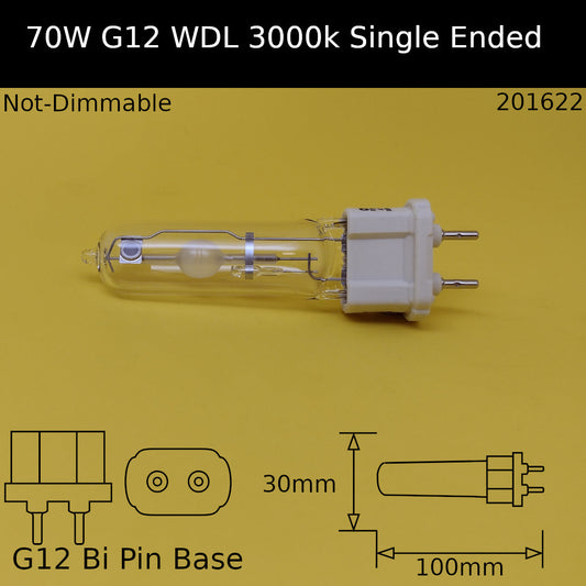 70W G12 Single Ended WDL Warm White 830 Metal Halide