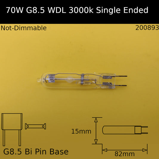 70W G8.5 Single Ended WDL Warm White 830 Metal Halide