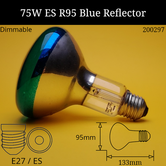 75W 230V ES R95 Blue Incandescent Reflector