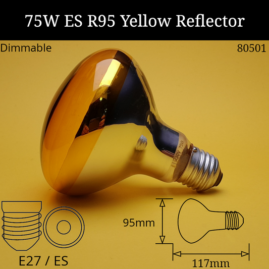 75W 230V ES R95 Yellow Incandescent Reflector