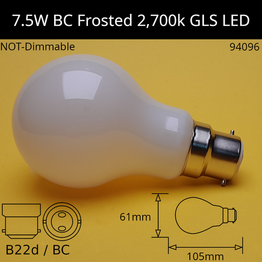 B22D (BC) / 2,700k - Warm White / 7.5W - 806lm - NOT Dimmable
