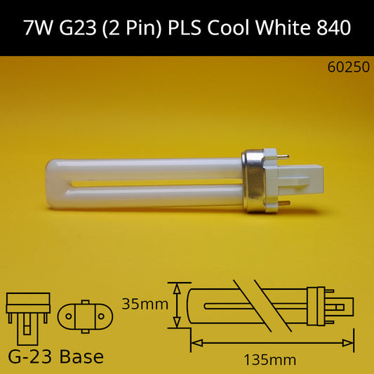 7W G23 (2 Pin) PLS 4,000K Cool White 840 Compact Fluorescent