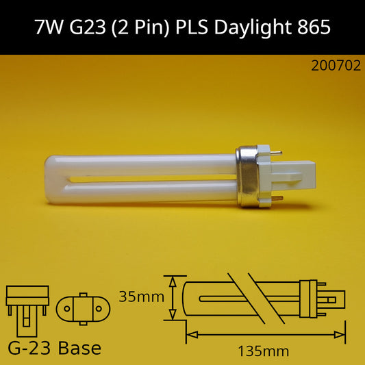 7W G23 (2 Pin) PLS 6,500K Daylight 865 Compact Fluorescent