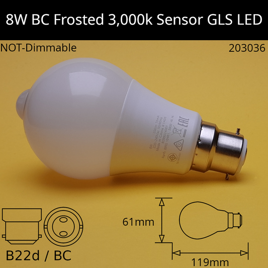 8w 240v BC Warm White Sensor LED