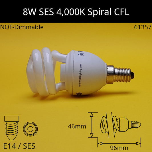 E14 (SES) / 8W - 4,000K - Cool White / No Discount Available