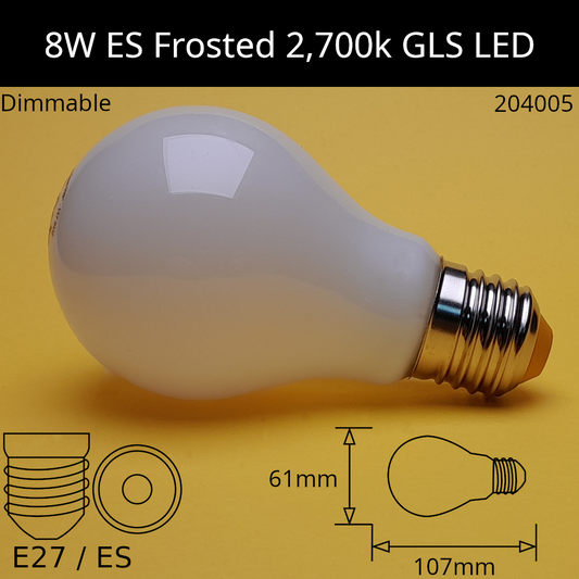 E27 (ES) / 2,700k - Warm White / 8W - 1,000lm - Dimmable