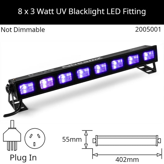 8 x 3 Watt UV Blacklight 402mm LED Fitting