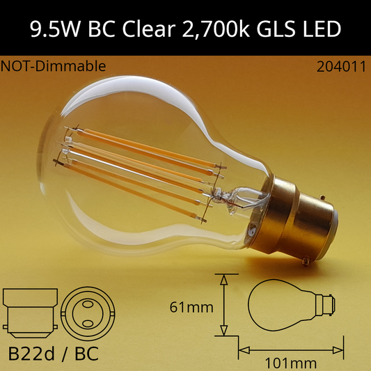 B22D (BC) / 2,700K - Warm White / 9.5W - 1,350lm - NOT Dimmable
