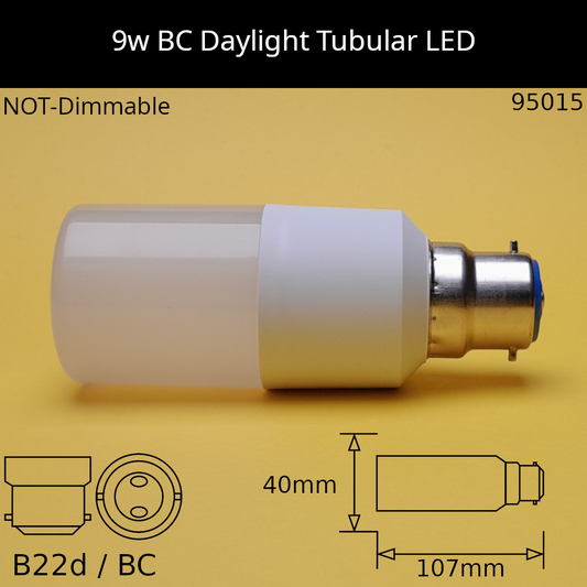 9W BC 230V NON-Dimmable Daylight Tubular LED