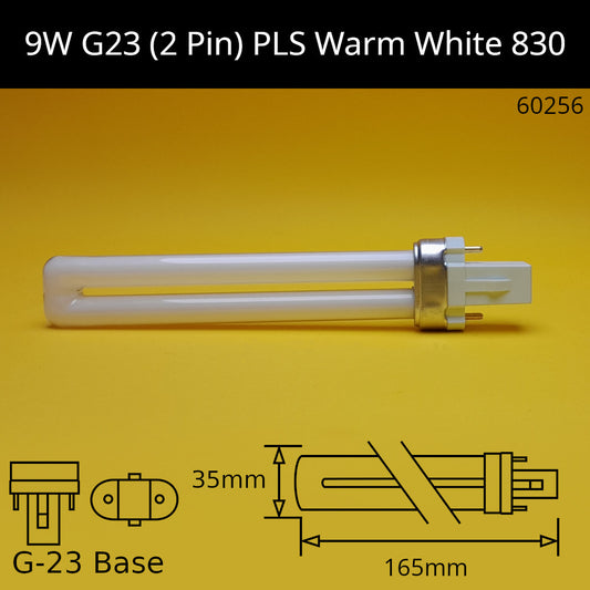 9W G23 (2 Pin) PLS 3,000K Warm White 830 Compact Fluorescent