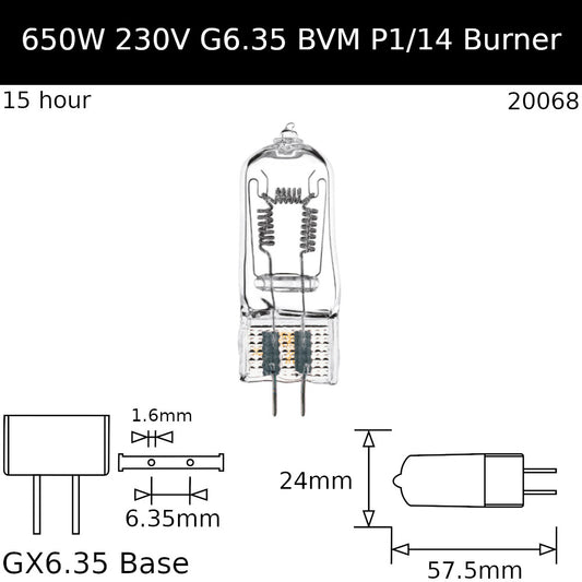 BVM 650W 230V GX6.35 - Osram code 64540