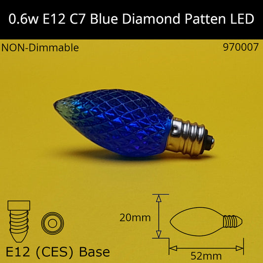 0.6w 230V E12 C7 Blue Diamond Patten LED