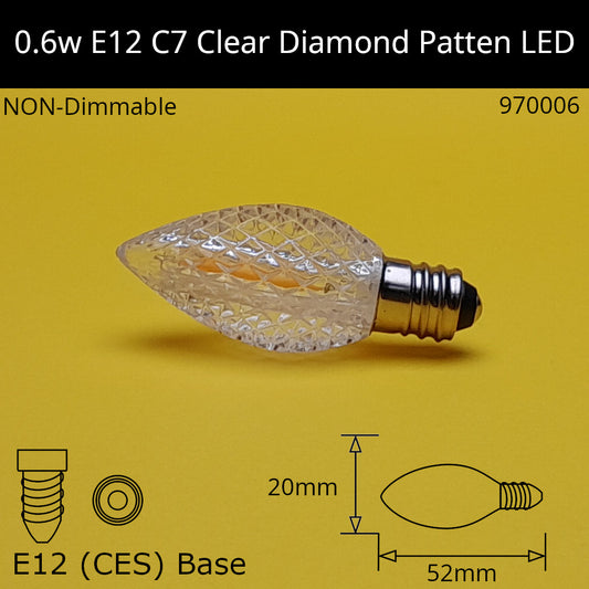 0.6w 230V E12 C7 Clear Diamond Patten LED