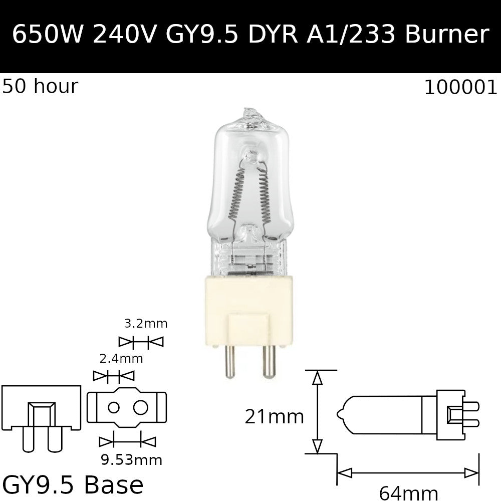 DYR 650W 240V GY9.5 A1/233 - Osram Code 64686