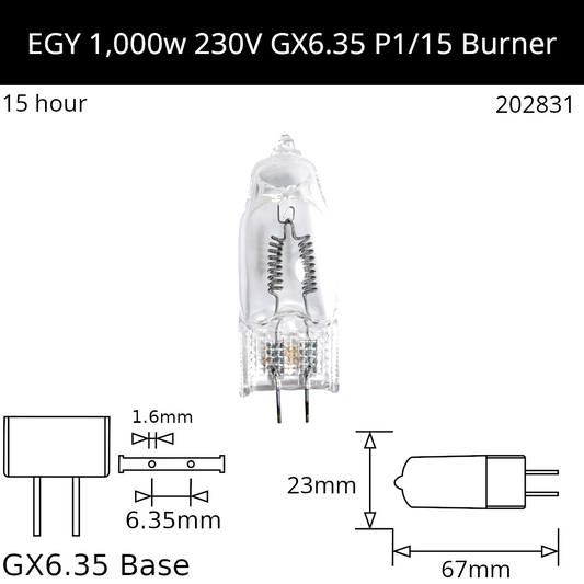 EGY 1000W 230V GX6.35 P1/15 Burner - Osram Code 64575