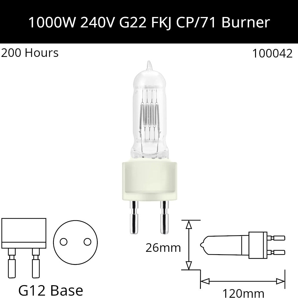 FKJ 240V 1000w G22 CP/71 - Osram Code 64747