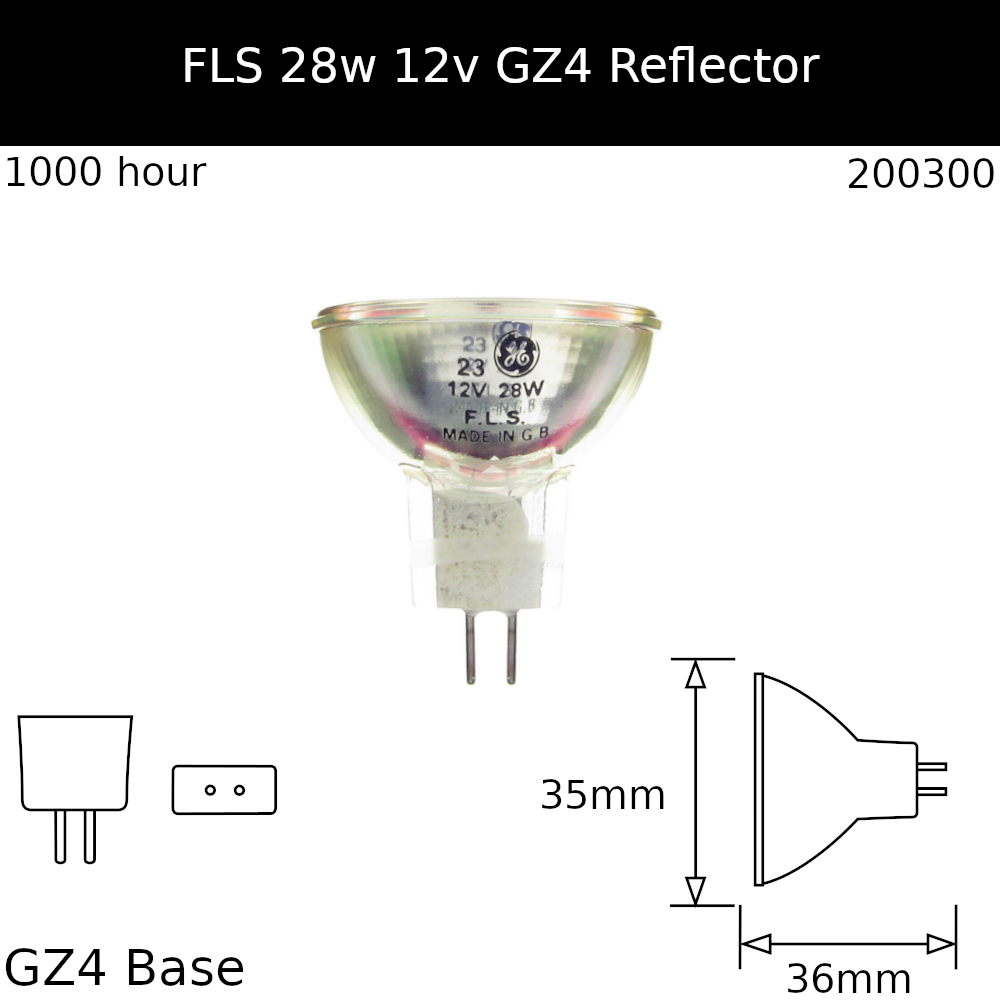 FLS 28W 12V GZ4 Reflector - GE Code 30894